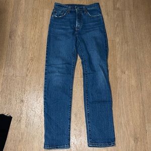 Levi’s blue 501 high waisted straight leg jeans